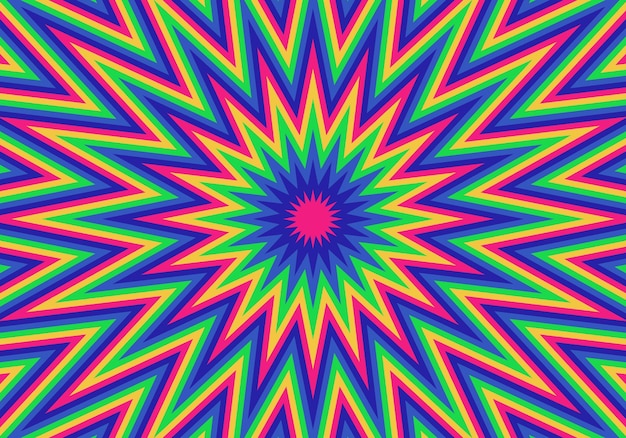 Fondo psicodélico abstracto Patrón trippy de movimiento de ráfaga Fondo hippie maravilloso del arco iris