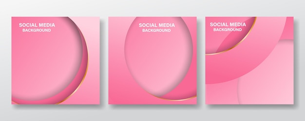 Fondo de publicación de redes sociales rosa con contorno dorado