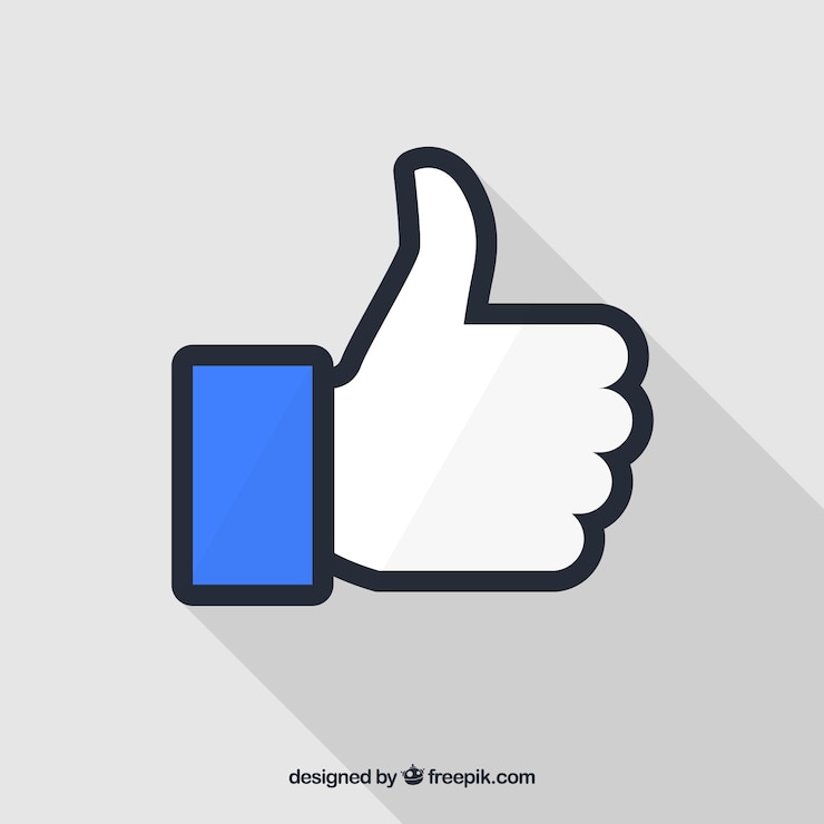 Vector fondo de pulgar arriba de facebook en estilo plano