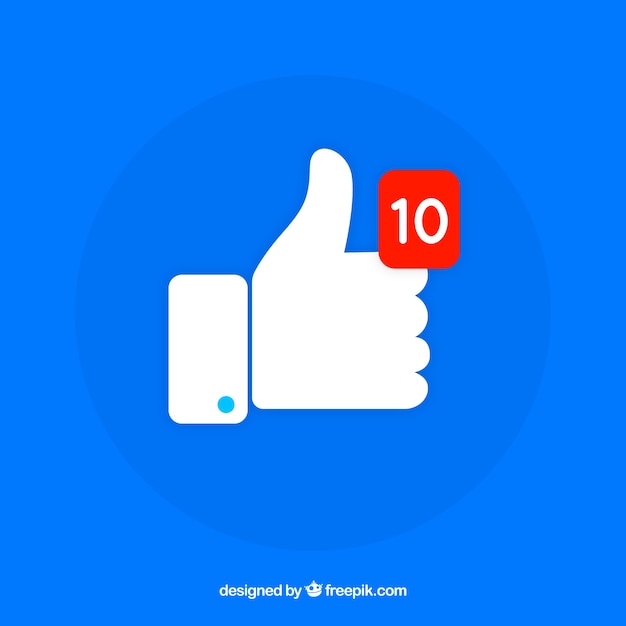 Fondo de pulgar arriba de facebook con notificación