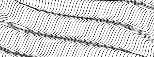 Fondo punteado abstracto de líneas onduladas curvas rayas grises horizontales deformadas composición dinámica de la textura de puntos lineales figura de textura de punto lineal ilustración vectorial