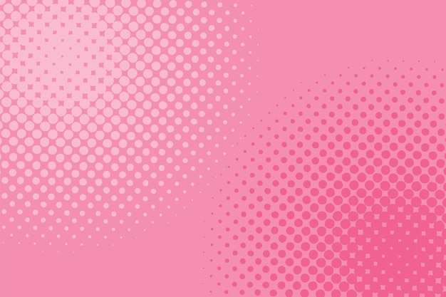 Fondo de puntos de semitono degradado. Plantilla de arte pop, textura. Papel pintado romántico rosa. Ilustración vectorial.