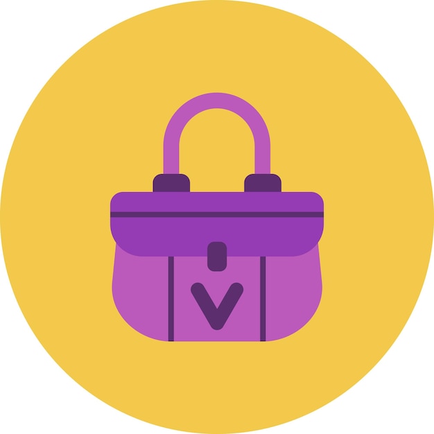un fondo púrpura y amarillo con una bolsa púrpura con una v en ella