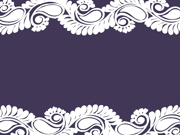 un fondo púrpura con un borde floral blanco