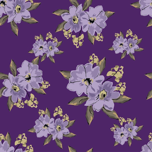 un fondo púrpura con un diseño de flores que dice primavera