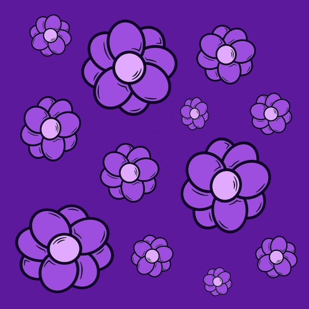 Vector un fondo púrpura con un diseño de flores