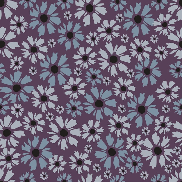 un fondo púrpura con flores púrpuras y puntos negros