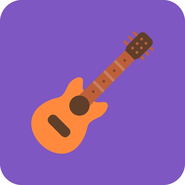 un fondo púrpura con una imagen de una guitarra con una cuerda blanca