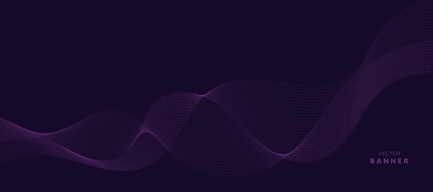 Fondo púrpura con líneas de onda fluidas Concepto de tecnología futurista Ilustración vectorial