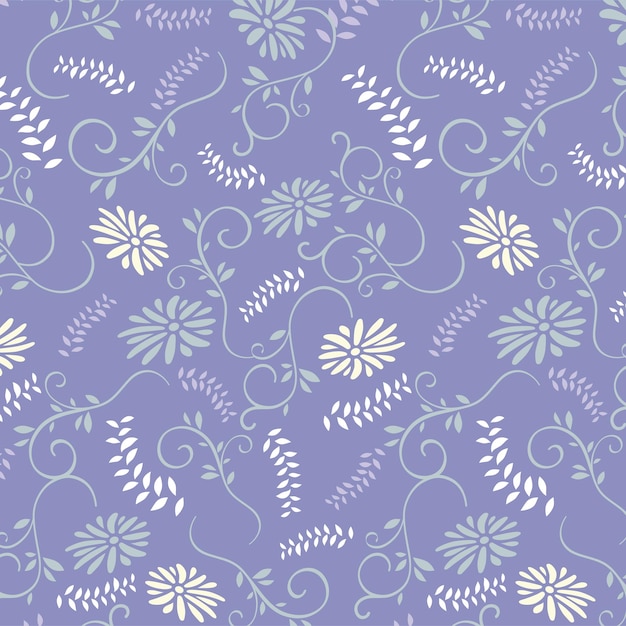 un fondo púrpura con un patrón de flores y hojas