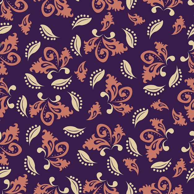 un fondo púrpura con un patrón de flores y hojas