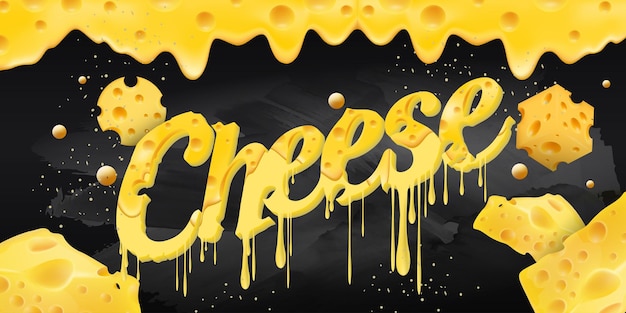 Un fondo de queso delicioso en una ilustración vectorial en la pizarra