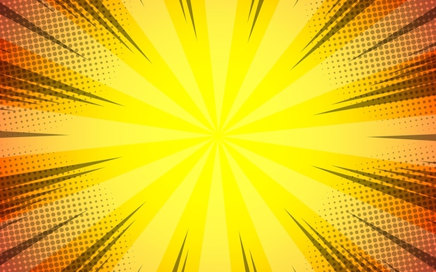 Fondo radial de medio tono y líneas abstractas de alta velocidad para ilustraciones cómicas
