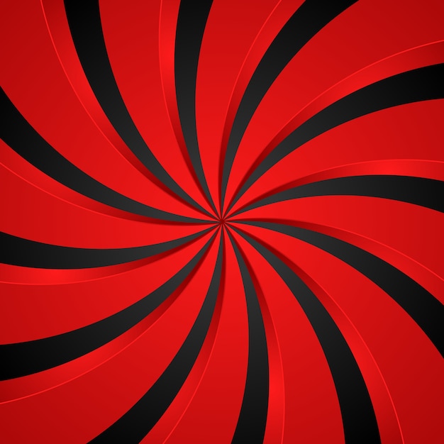 Fondo radial de remolino espiral negro y rojo