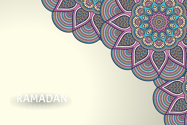 Fondo de ramadam kareem con adornos de mandala