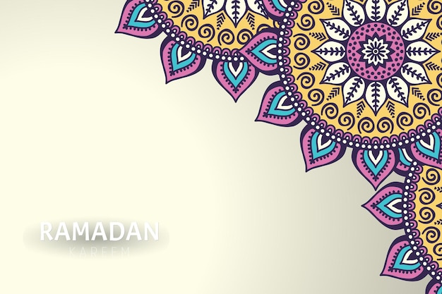 Fondo de ramadam kareem con adornos de mandala