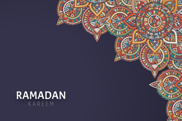 Fondo de ramadam kareem con adornos de mandala