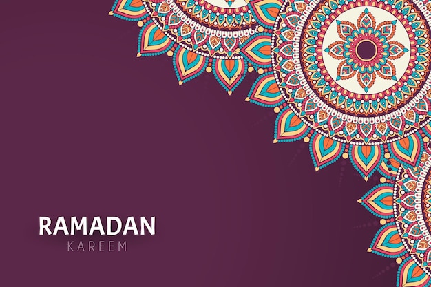 Fondo de ramadam kareem con adornos de mandala