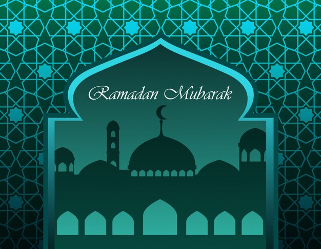 Fondo de ramadán eid mubarak con patrón verde