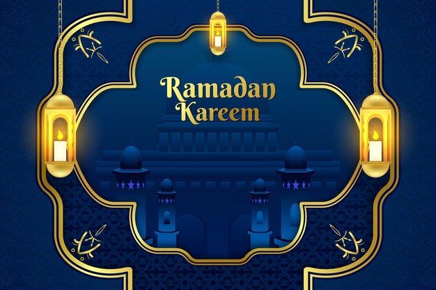 Fondo de ramadán estilo islámico con color azul
