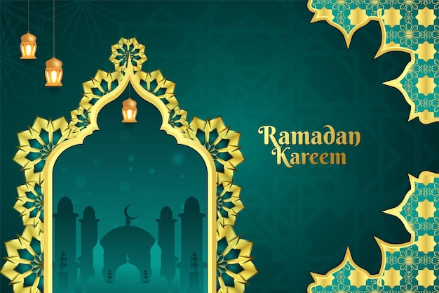 Fondo de ramadán con estilo islámico de color verde