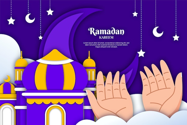 Fondo de ramadan kareem en concepto de estilo de papel