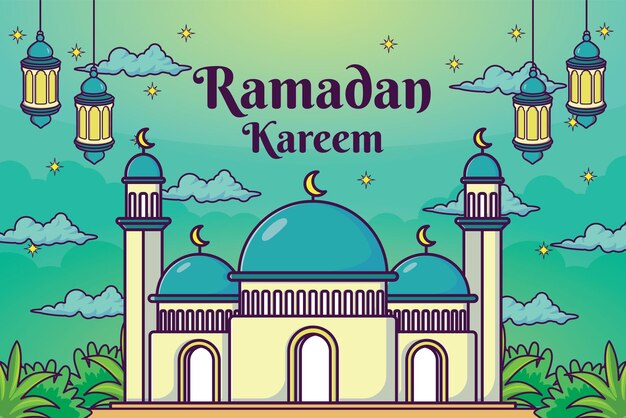 Fondo de ramadan kareem dibujados a mano