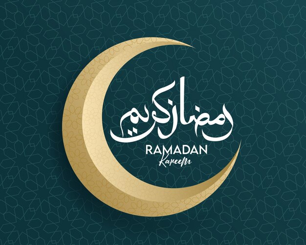 Fondo de Ramadán Kareem con diseño de luna dorada