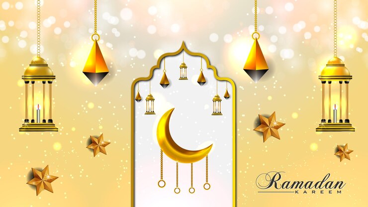Fondo de Ramadán Kareem Fondo de pantalla Elemento realista islámico Fondo musulmán Vector Premium