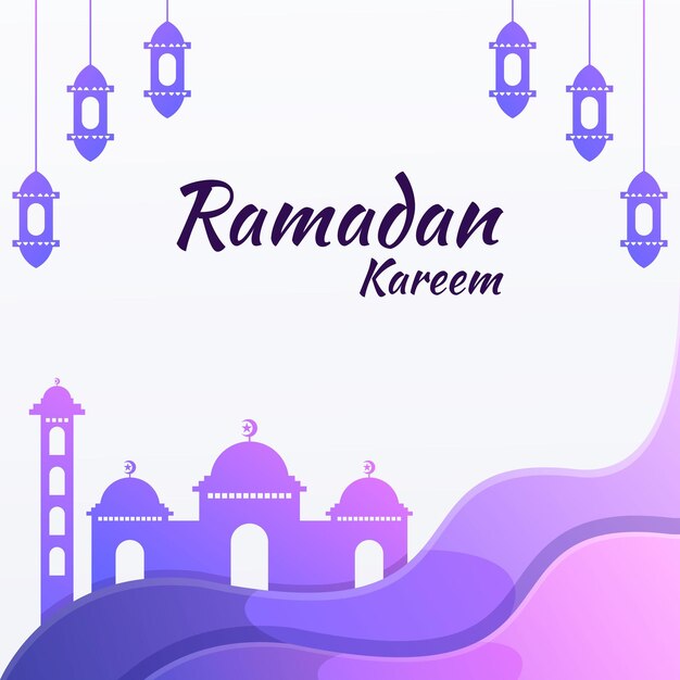 Vector fondo de ramadan kareem con gradiente de color púrpura