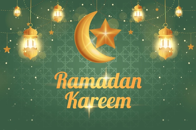 Fondo de ramadan kareem con linterna dorada