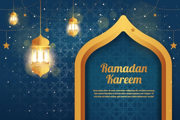 Fondo de ramadán kareem con linterna dorada
