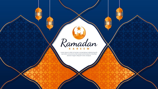 Fondo de ramadan kareem con mezquita y linterna