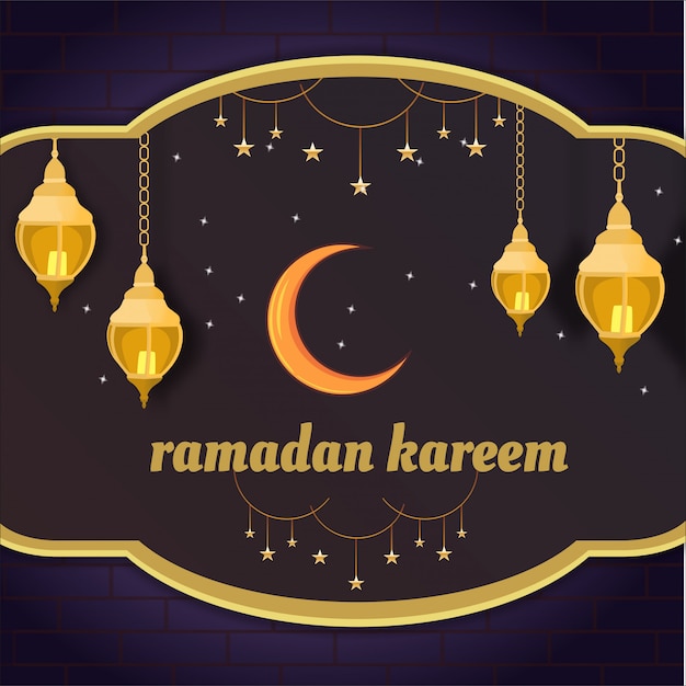 Fondo de Ramadán con lámparas y adornos