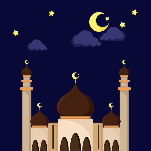 Fondo de Ramadán con mezquita en el cielo azul