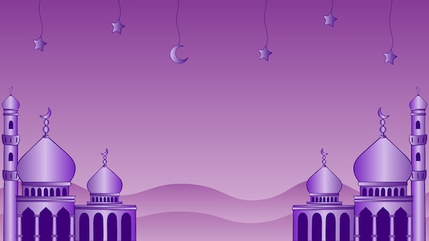 Fondo de ramadán plano púrpura Vector Premium