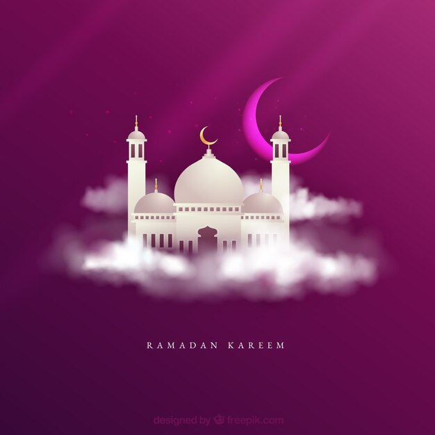 Fondo de ramadan con silueta de mezquita