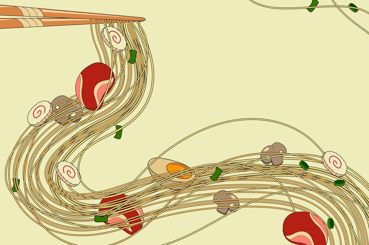 Vector fondo de ramen dibujado a mano