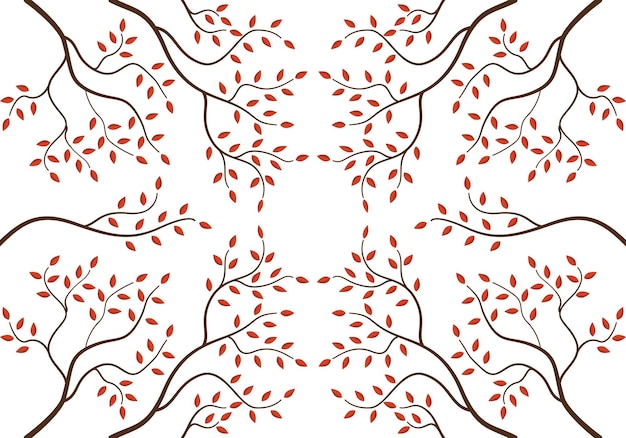 Fondo de ramitas de otoño con hojas rojas al estilo japonés. imagen vectorial