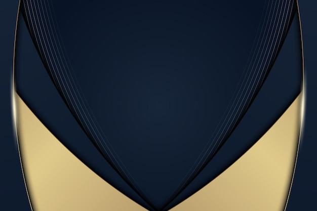 Fondo de rayas curvas azules y doradas de lujo con líneas. Ilustración vectorial.
