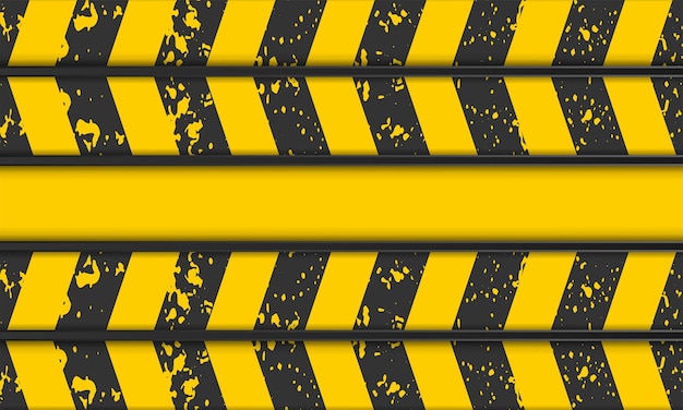 Fondo de rayas diagonales negras y amarillas con textura grunge para advertir precaución