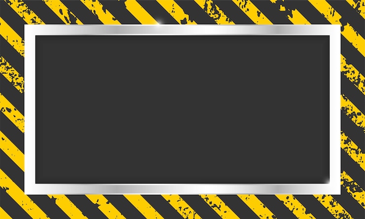 Vector fondo de rayas diagonales negras y amarillas con textura grunge para advertir precaución