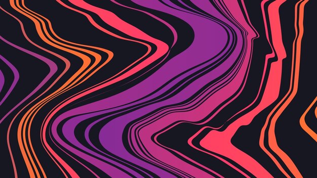 Fondo de rayas verticales onduladas púrpuras y negras abstractas en resolución 4k