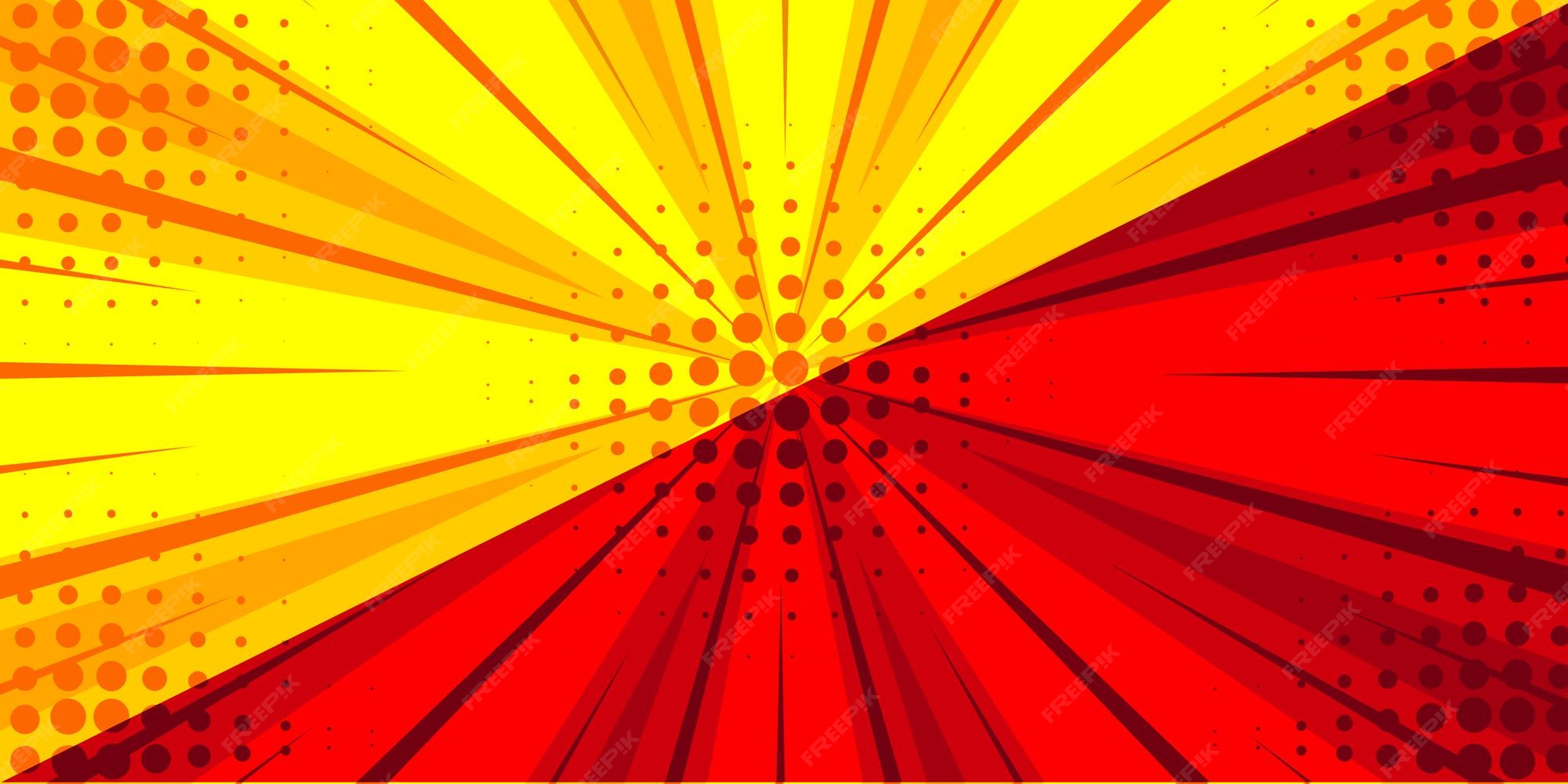 Fondo de rayo de sol rojo y amarillo cómico fondo de dibujos animados