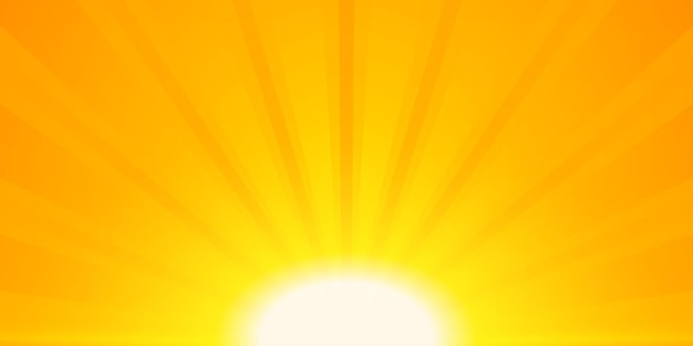 Fondo de rayos brillantes de sol vectorial en diseño de color naranja y amarillo