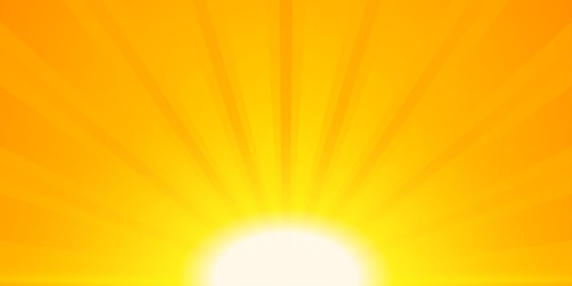 Vector fondo de rayos brillantes de sol vectorial en diseño de color naranja y amarillo