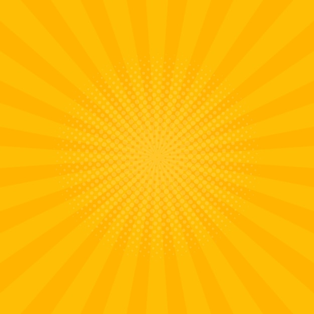 Fondo de rayos de color amarillo brillante. Comics, estilo pop art. Ilustración vectorial.