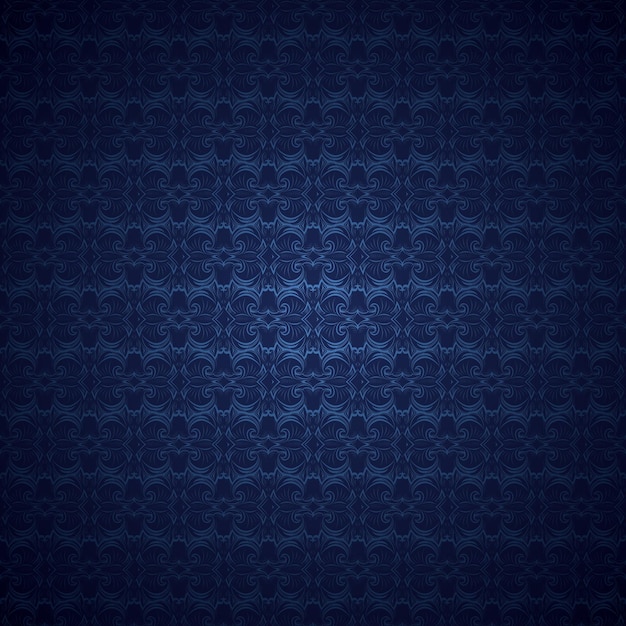 Fondo real gótico vintage en ultramar de zafiro azul oscuro con patrón barroco clásico