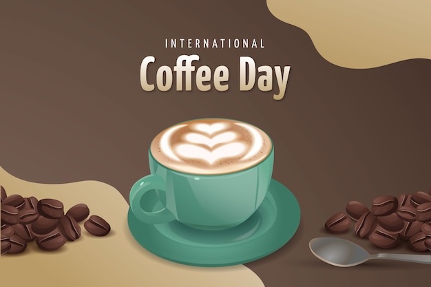 Vector fondo realista para la celebración del día mundial del café