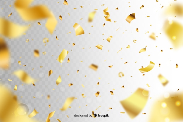 Vector fondo realista de confeti dorado